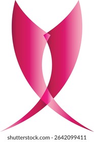 An elegant abstract digital illustration featuring two symmetrical pink intertwined curved ribbon-like shapes with gradient shading, creating a fluid and modern design