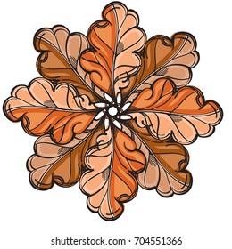 Elegant abstract element of stylized oak leaves. Vector illustration isolated on white background.