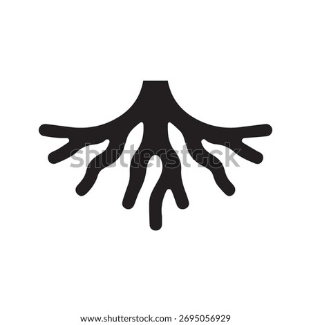 Elegant abstract fibrous tree root forming natural minimal symbol
