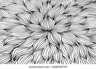 Elegant Abstract Floral Background. Line art summer Floral background template design. Hand drawn Line style leaves isolated white background. Vector illustration. EPS 10	