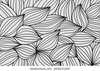 Elegant Abstract Floral Background. Line art summer Floral background template design. Hand drawn Line style leaves isolated white background. Vector illustration