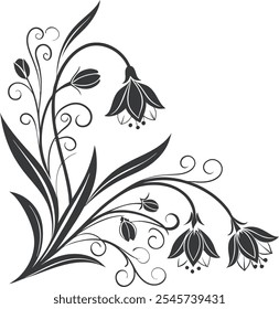 Elegant Abstract Floral Corner Vector Illustrations