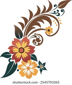 Elegante diseño de silueta de Vector de esquinas florales Abstractas