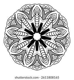 Elegant Abstract Floral Mandala Illustration Hand Drawn Ethnic Design for Wellness Yoga Meditation Tattoos Mehndi Fabric Crafts Spiritual Branding and Digital Use. Coloring Pages Home Decor Wallpapers