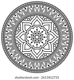 Elegant Abstract Floral Mandala Illustration Hand Drawn Ethnic Design for Wellness Yoga Meditation Tattoos Mehndi Fabric Crafts Spiritual Branding and Digital Use. Coloring Pages Home Decor Wallpapers