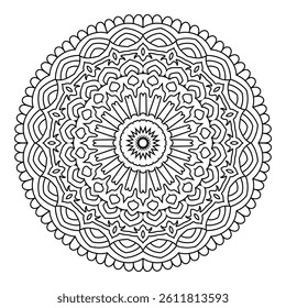 Elegant Abstract Floral Mandala Illustration Hand Drawn Ethnic Design for Wellness Yoga Meditation Tattoos Mehndi Fabric Crafts Spiritual Branding and Digital Use. Coloring Pages Home Decor Wallpapers