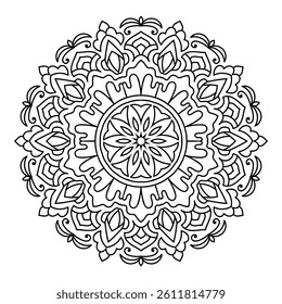 Elegant Abstract Floral Mandala Illustration Hand Drawn Ethnic Design for Wellness Yoga Meditation Tattoos Mehndi Fabric Crafts Spiritual Branding and Digital Use. Coloring Pages Home Decor Wallpapers