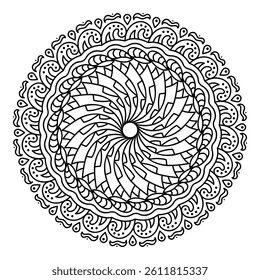 Elegant Abstract Floral Mandala Illustration Hand Drawn Ethnic Design for Wellness Yoga Meditation Tattoos Mehndi Fabric Crafts Spiritual Branding and Digital Use. Coloring Pages Home Decor Wallpapers