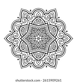 Elegant Abstract Floral Mandala Illustration Hand Drawn Ethnic Design for Wellness, Yoga, Meditation, Tattoos, Mehndi, Fabric, Crafts, Spiritual, Branding, Coloring Page, Book and Digital Use
