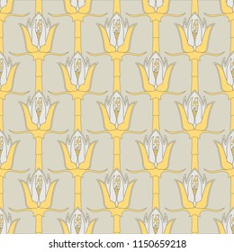 Elegant abstract floral seamless pattern with lotus