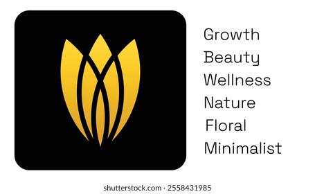 Elegant abstract flower logo, symbolizing growth, beauty, and harmony. Minimalist design with clean lines, perfect for wellness, beauty, nature-inspired businesses, and organizations