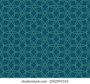 Elegant abstract geometric seamless pattern in Islamic style. Vector ornamental linear grid texture, floral lattice, mesh. Traditional oriental background. Subtle dark green ornament, repeated design