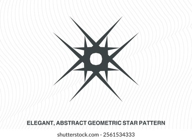 Elegant, abstract geometric star patterns in black and white. Symmetrical mandala-like designs with radiating, pointed elements. Intricate, minimal, and visually striking vector graphic