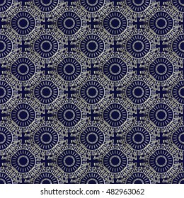 Elegant abstract geometric vector seamless pattern background wallpaper illustration with abstract 3d volumetric surface decorative lines and circles. 3d decor elements with shadows and highlights.