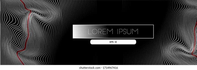 Elegant Abstract Geometry distorted line wave. for horizontal banner, background, vector on EPS 10