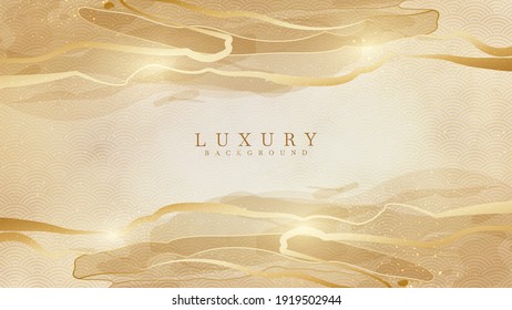Elegant abstract gold background with shiny elements. Japanese watercolor luxury style modern concept. vector illustration for design.
