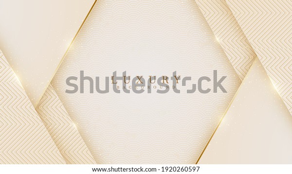 Elegant abstract gold background\
with shiny elements cream shade. Realistic Japanese luxury paper\
cut style 3d modern concept. vector illustration for\
design.