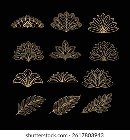 Elegant abstract gold wave vector with minimalist art deco influence. Features fluid lines, premium Japanese-style patterns, and natural leaf-inspired texture. Perfect for luxury designs.