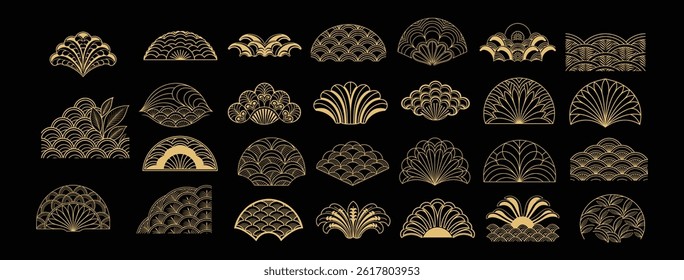 Elegant abstract gold wave vector with minimalist art deco influence. Features fluid lines, premium Japanese-style patterns, and natural leaf-inspired texture. Perfect for luxury designs.
