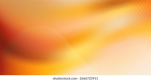 Eleganter abstrakter Farbverlauf-Hintergrund mit fließenden orangefarbenen und weißen Wellenlinien. Moderne Banner-Vorlage für digitales Design, Poster, Social Media Cover und Web-Header.