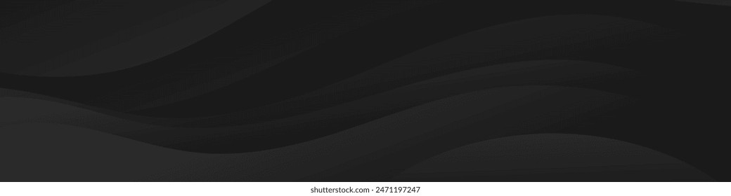 Elegante Anuncio de onda de gradiente abstracto con múltiples ondas de gradiente en negro y gris. Perfecto para cabeceras llamativas, Anuncios promocionales y Elementos gráficos modernos