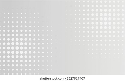 Elegant abstract halftone background with white and gray circular dot patterns fading across a soft gradient. Perfect for modern design, tech themes, or clean layouts.