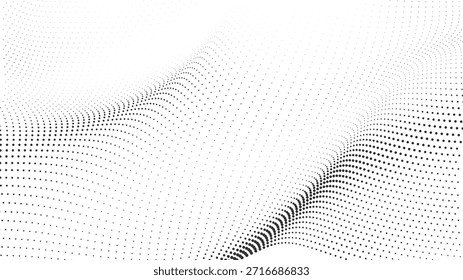 Elegante fondo de onda punteado de semitono abstracto con flujo diagonal suave que crea una textura moderna refinada para diseños profesionales, obras de arte digitales y Ilustración vectorial de marca creativa