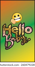 Elegant abstract Hello baby text greeting card template, Creative isolated hello baby vector text design.