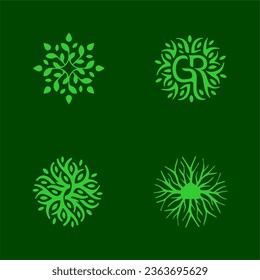 Elegant abstract icon logo vector leaf root green color
