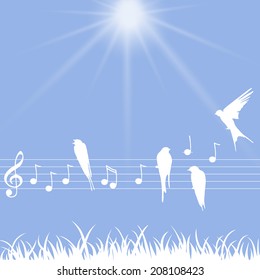 Elegant abstract illustration of music notes with birds