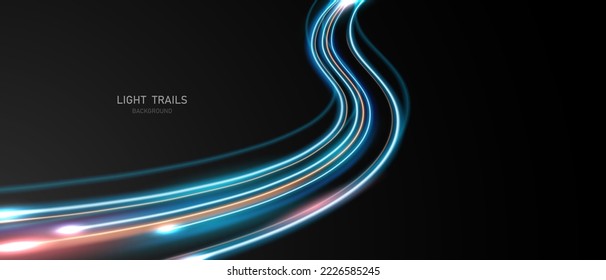 Elegante diseño de efecto de línea de luz abstracta de diseño de ilustración vectorial sobre fondo negro.