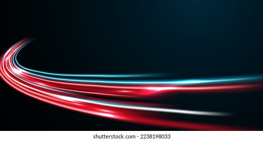 Elegant abstract light line effect design vector illustration on black background.