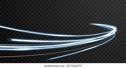 Elegant abstract light line effect design vector illustration on black background.