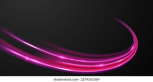 Elegant abstract light line effect design vector illustration on black background.