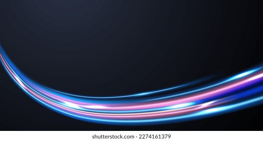 Elegant abstract light line effect design vector illustration on black background.
