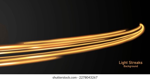 Elegant abstract light line effect design vector illustration on black background.
