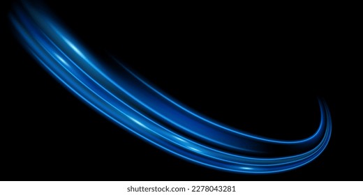 Elegant abstract light line effect design vector illustration on black background.