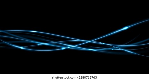 Elegant abstract light line effect design vector illustration on black background.