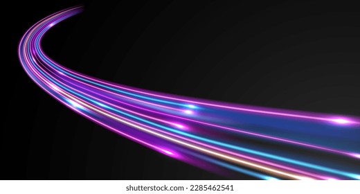 Elegante diseño de efecto de línea de luz abstracta de diseño de ilustración vectorial sobre fondo negro.