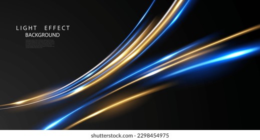 Elegant abstract light line effect design vector illustration on black background.