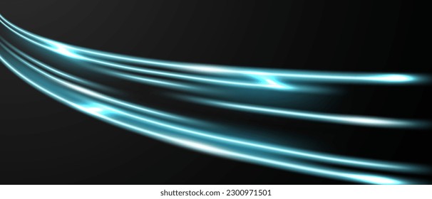 Elegante diseño de efecto de línea de luz abstracta de diseño de ilustración vectorial sobre fondo negro.