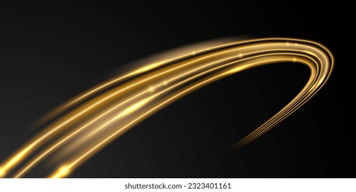 Elegant abstract light line effect design vector illustration on black background.