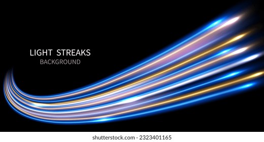 Elegante diseño de efecto de línea de luz abstracta de diseño de ilustración vectorial sobre fondo negro.
