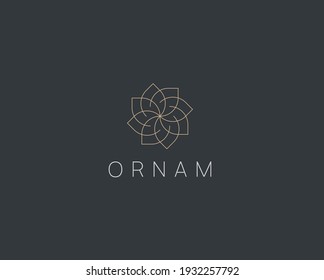 Elegant abstract linear floral logo icon. Modern geometric logotype vector design.