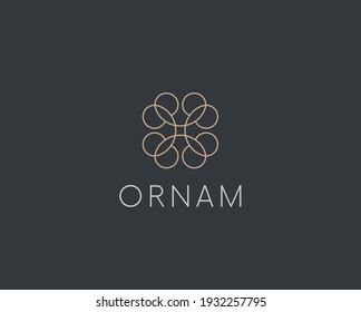 Elegant Abstract Linear Floral Logo Icon. Modern Geometric Logotype Vector Design.