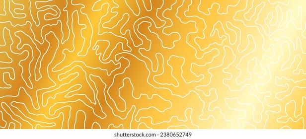 Elegant abstract lines on a gradient golden background. Luxury hand drawn, white wavy line with abstract shape. Wave line design for wallpaper, banners, business, background.	