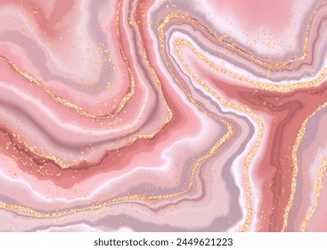 elegante fondo abstracto de efecto mármol líquido con Elementos de brillo dorado