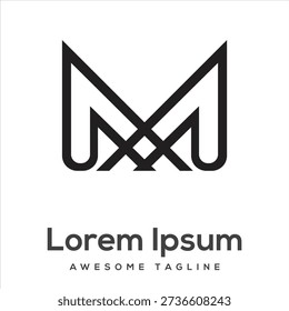 An elegant and abstract logo with clean lines forming a stylized 'M' or interwoven pattern, perfect for sophisticated brands.