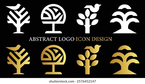 Elegant Abstract logo design collection nature inspired icons