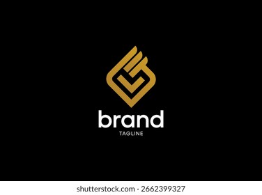 An elegant and abstract logo design featuring a stylized letter 'G' with wing-like elements. Ideal for luxury, aviation, or financial brands.